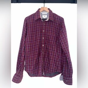 GILDED AGE “Madison” double layer flannel shirt in burgundy plaid, size large